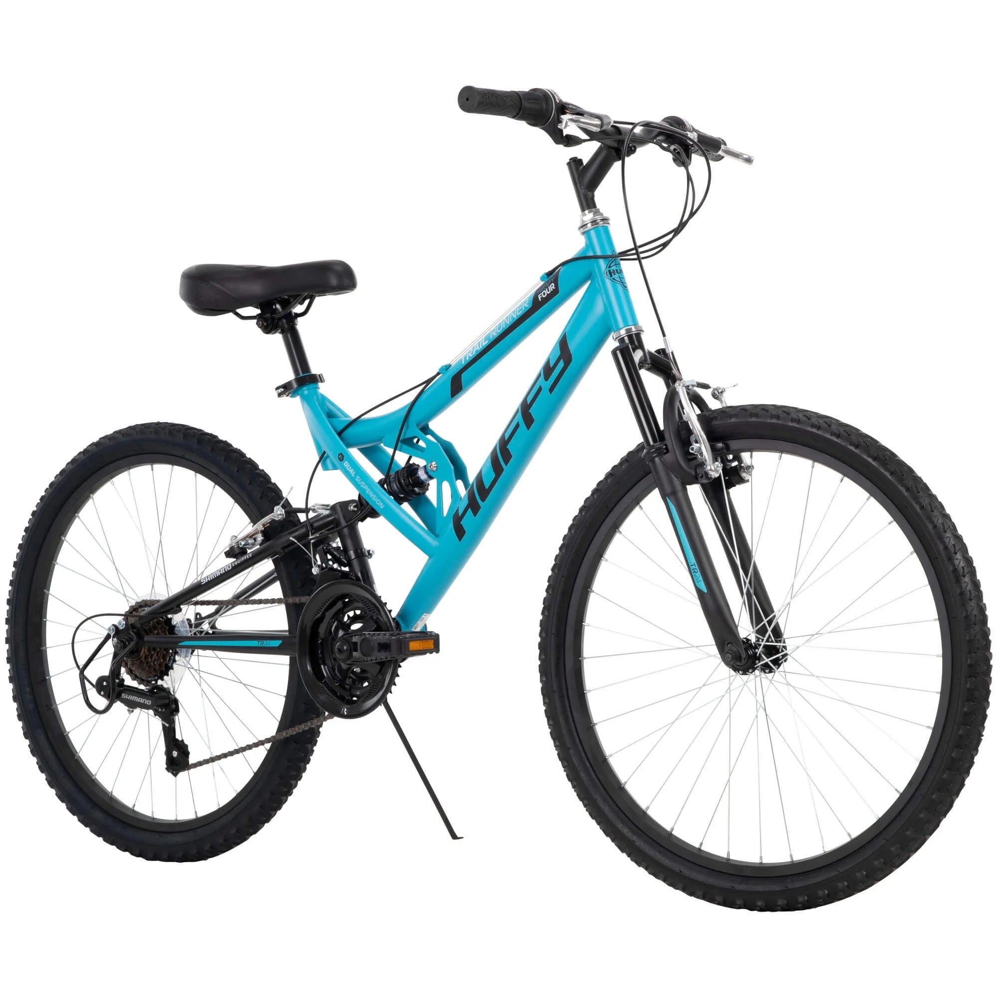 Huffy Trail Runner Adult Mountain Bike, 24" Wheels, Full Suspension, Teal
