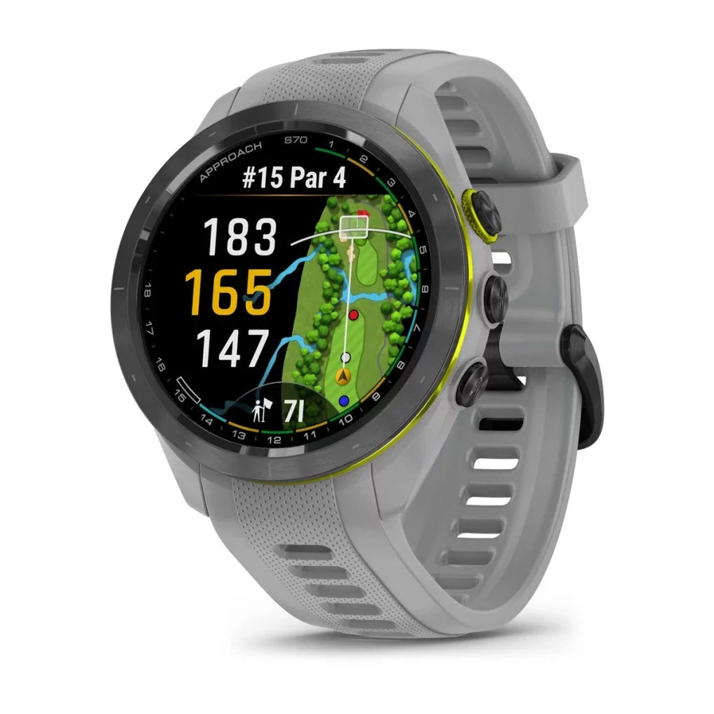 Garmin Approach S70 42MM Fitness Tracker Watch, Golf GPS Premium Smartwatch For Men, 1.2" Touchscreen, Garmin Watch With AMOLED Display and 42000 Preloaded Courses - Gray - Garmin Watches For Men