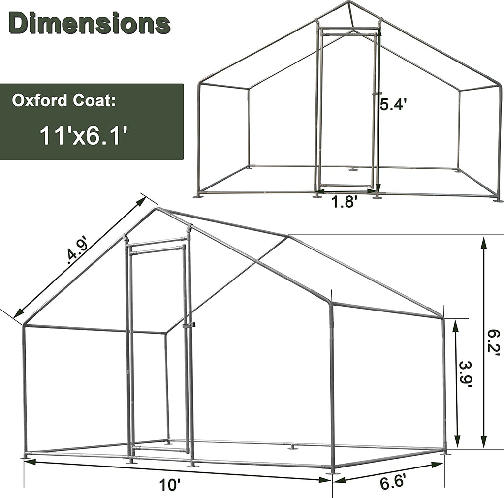 Large Chicken Coop Metal Chicken Runs for Yard, 10' Walk in Chicken Coop Cage Chicken Pen Poultry Cage with Waterproof and Anti-UV Cover Heavy Duty Rabbit Hutch Duck Cage for Outdoor, Backyard and Farm