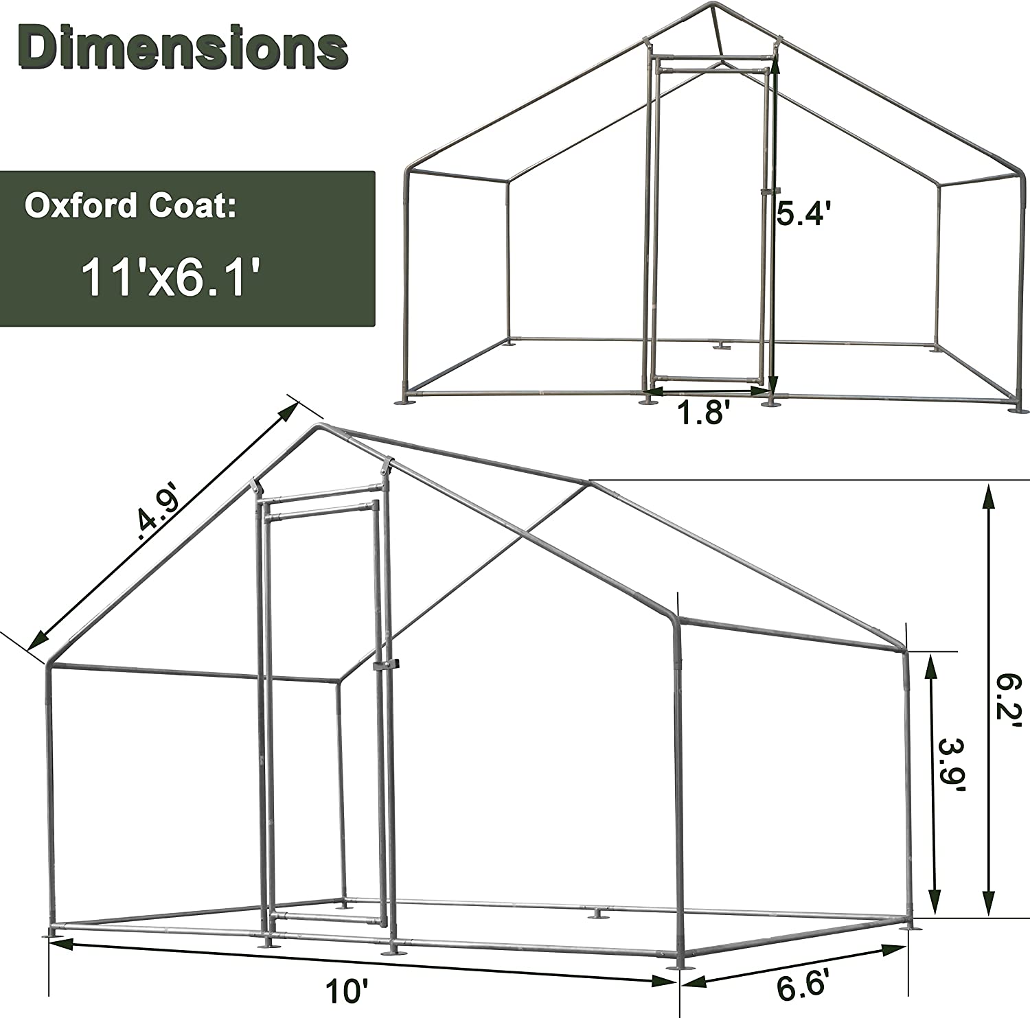 Large Chicken Coop Metal Chicken Runs for Yard, 10' Walk in Chicken Coop Cage Chicken Pen Poultry Cage with Waterproof and Anti-UV Cover Heavy Duty Rabbit Hutch Duck Cage for Outdoor, Backyard and Farm