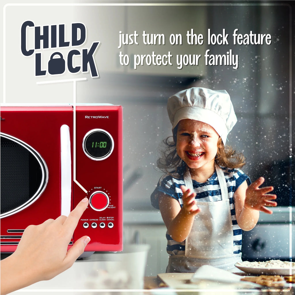 Nostalgia Retro Microwave for Countertop 0.9 cu ft Vintage Microwave, Red
