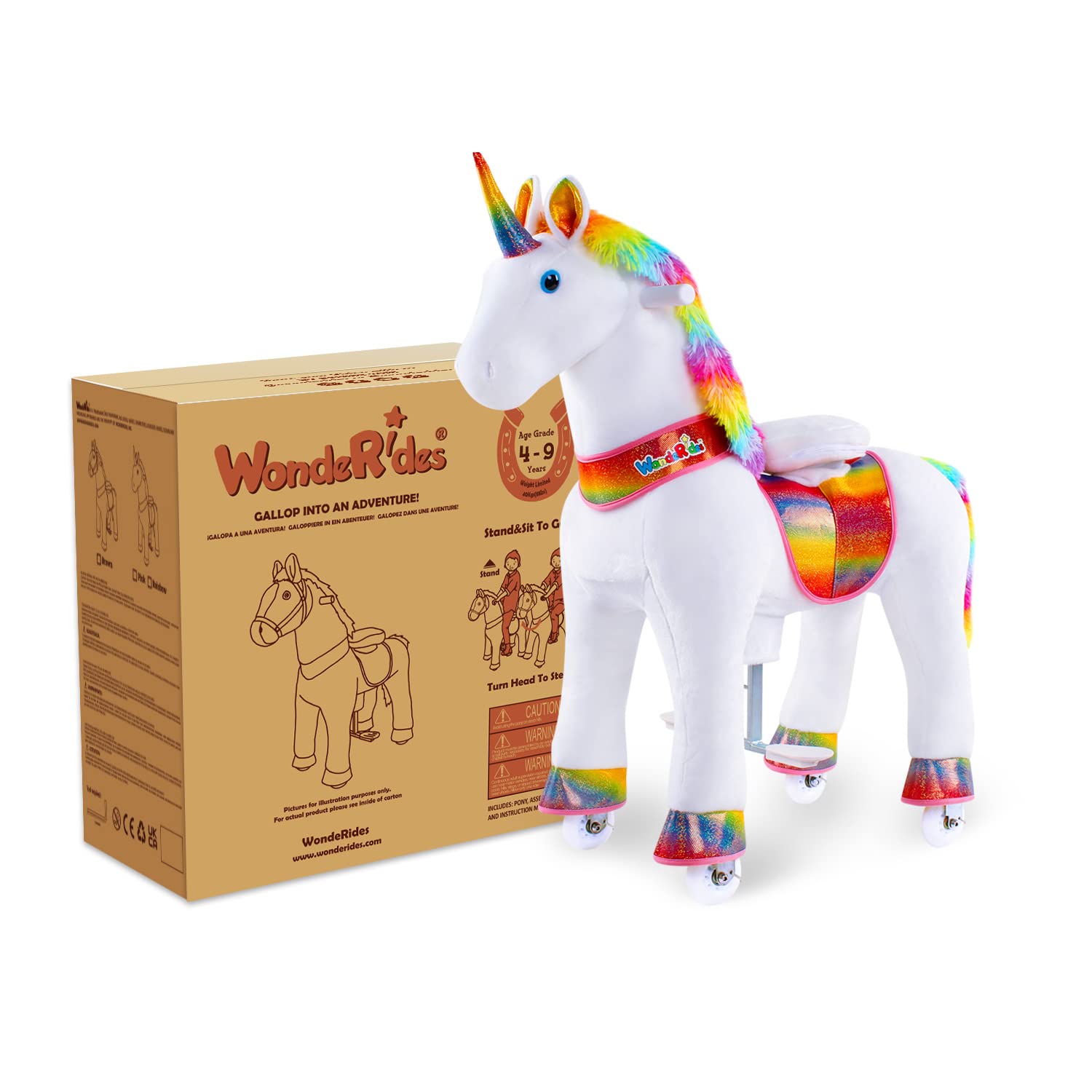 WondeRides Rainbow Unicorn Mechanical Walking