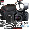 Canon EOS Rebel T100 DSLR Camera with 18-55mm f/3.5-5.6 Zoom Lens,32GB Memory, Case,Tripod w/Hand Grip and More28pc Bundle