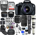 Canon EOS 4000D / Rebel T100 18-55mm + 75-300mm + 500mm + 650-1300mm - Top Value Bundle Includes: Extra Battery, Sandisk Ultra 64GB SD, Slave Flash, Filter Kits, Tripod, Backpack and More