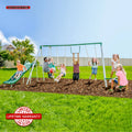 Sportspower Live Oak Metal Swing Set with 6' Heavy Duty Double Wall Slide with Lifetime Warranty