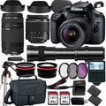 Canon EOS 4000D/Rebel T100 DSLR Camera w/Canon EF-S 18-55mm F/3.5-5.6 Zoom Lens+Canon EF 75-300mm III Lens+420-800mm HD Telephoto Zoom lens+case+128Memory Cards (24PC)