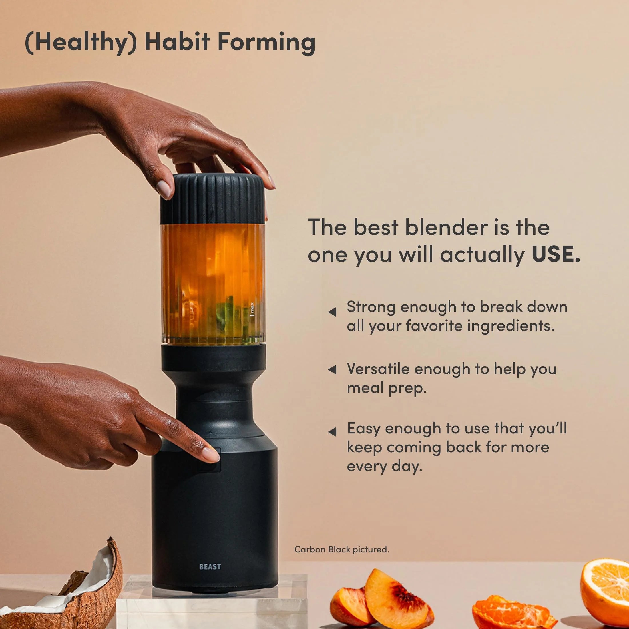 The Beast Mini® Blender Plus | Personal Countertop Blending for Smoothies, Shakes, Food Prep & Frozen Fruits & Veggies | Extra Portable Vessels, Straw Cap & Straws Included | 600W Motor (Sand)