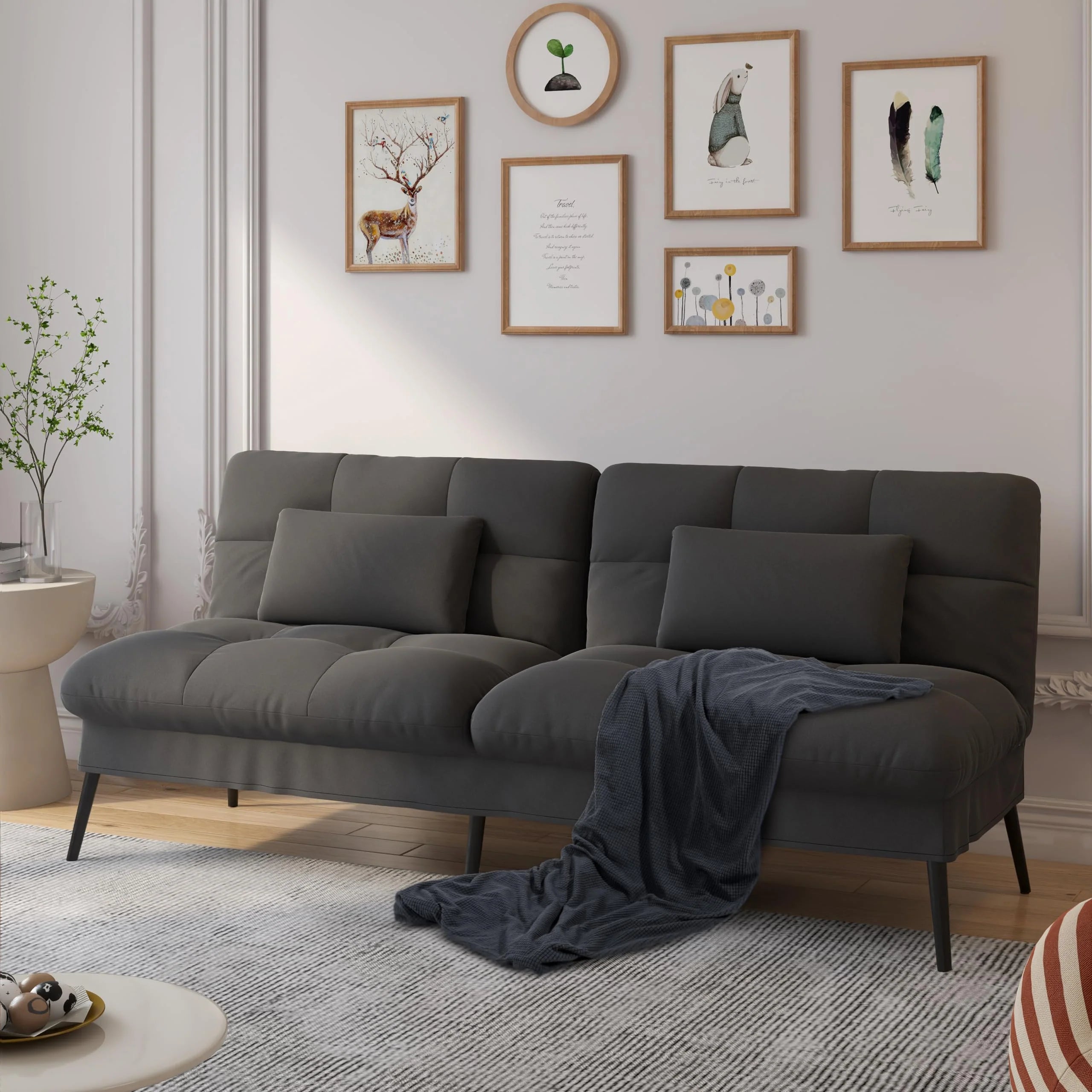 COMHOMA Convertible Futon Sofa Bed with Adjustable Backrest