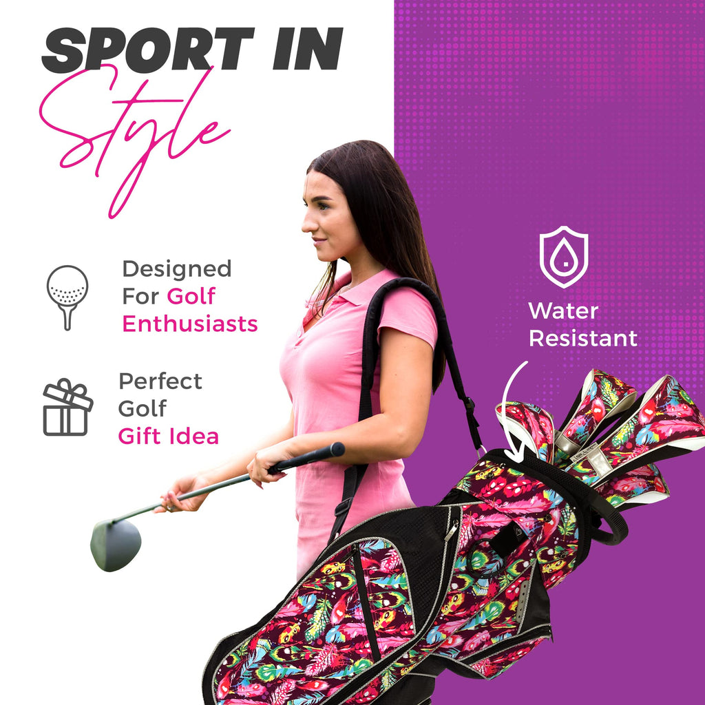 Womens Golf Bag - Taboo Fashions Lightweight Ladies Cart Bag, 14-Way, 7 Zippered Pockets, Rain Hood, Insulated Beverage Compartment