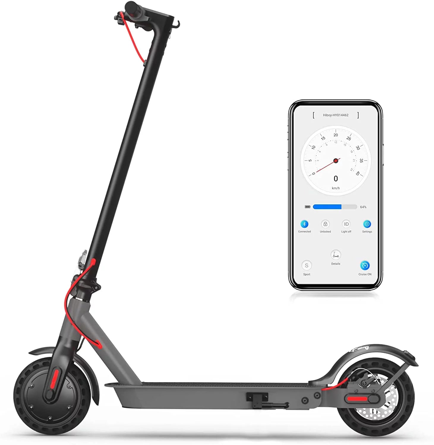 Hiboy Electric Scooter, S2 Electric Scooters for Adults 220lbs, 8.5" Solid Tires 17 Miles Long Range 19 MPH Speed, Portable Folding Kick E-Scooter Urban Commuter