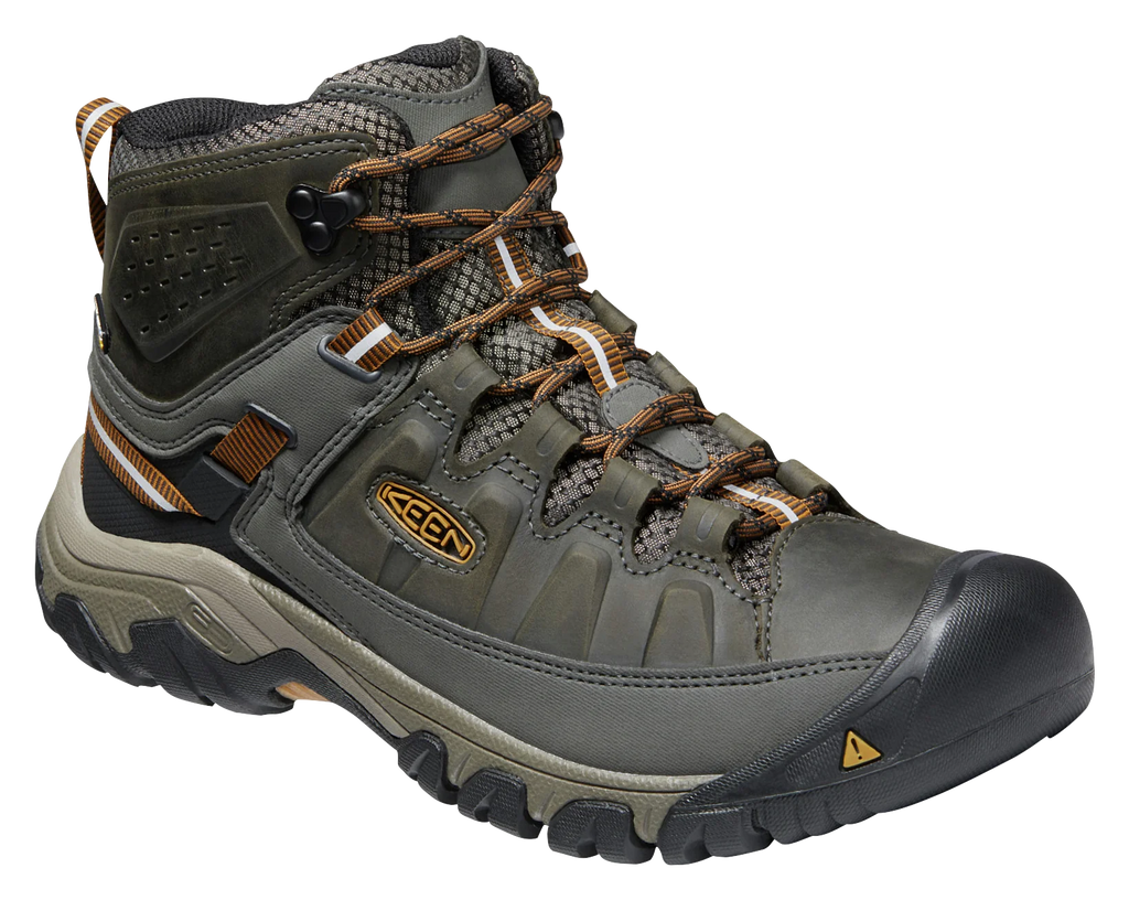KEEN Targhee III Mid Waterproof Hiking Boots for Men - Black Olive/Golden Brown - 9W