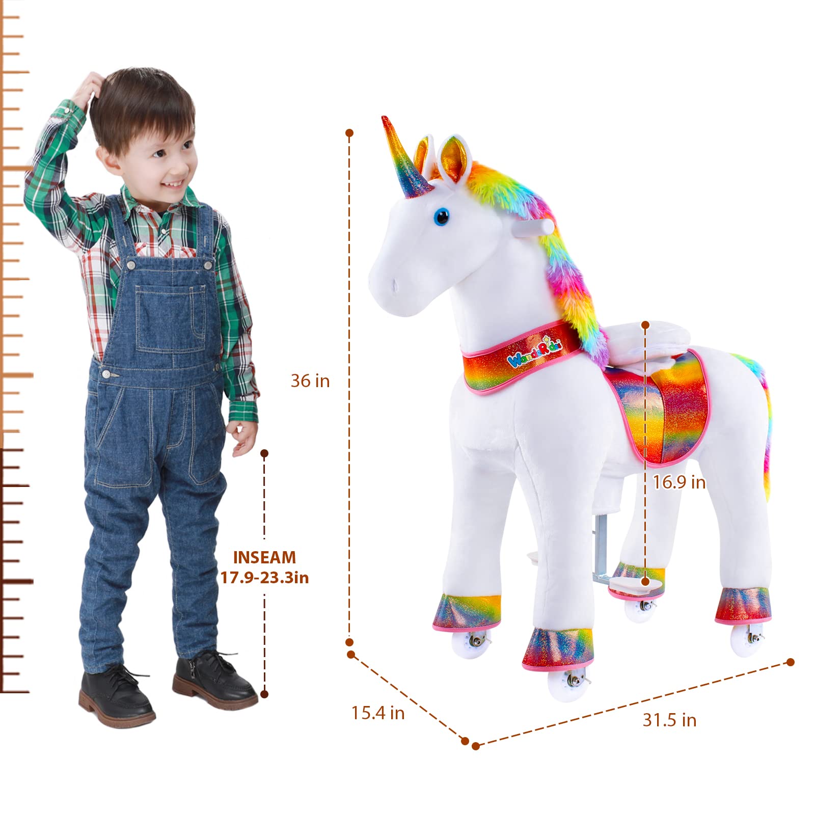 WondeRides Rainbow Unicorn Mechanical Walking