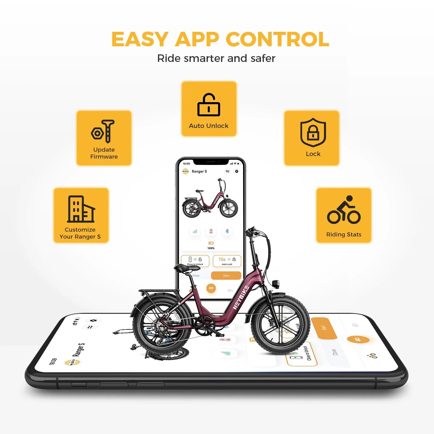 Heybike Ranger S Electric Bike for Adults, 750W Foldable Ebike with 48V 14.4AH Removable Battery, 20" x 4.0 Fat Tire Step-thru Electric Bicycle, 7-Speed Hydraulic Fork