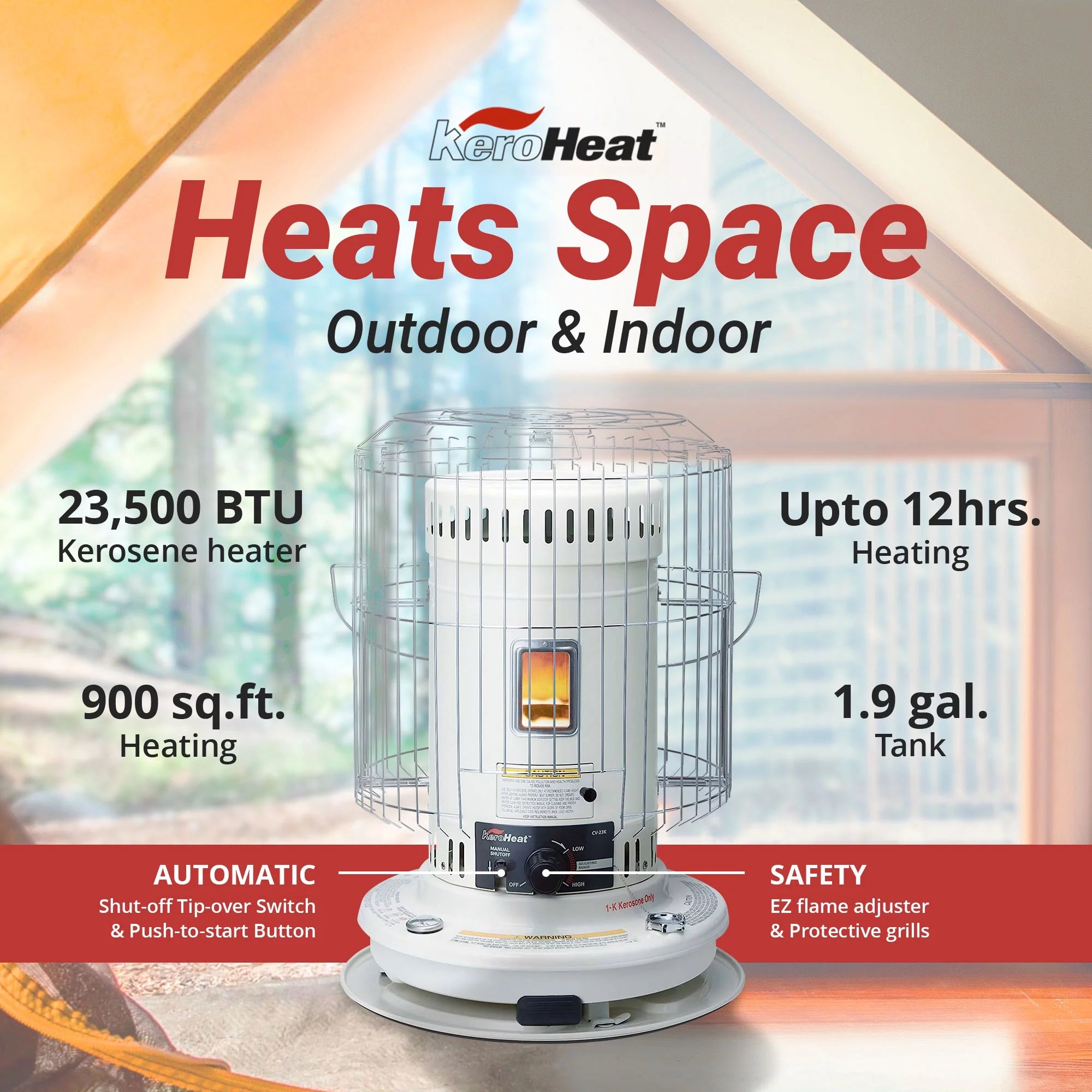 Sengoku KeroHeat 23,500 BTU Indoor & Outdoor Convection Kerosene Heater
