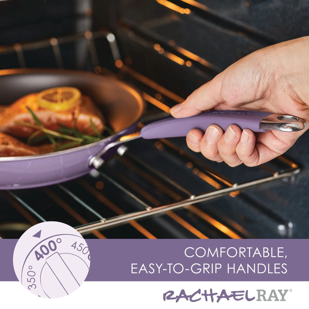 Rachael Ray Cucina 12pc Hard Porcelain Enamel Nonstick Cookware Pots and Pans Set, Lavender Purple