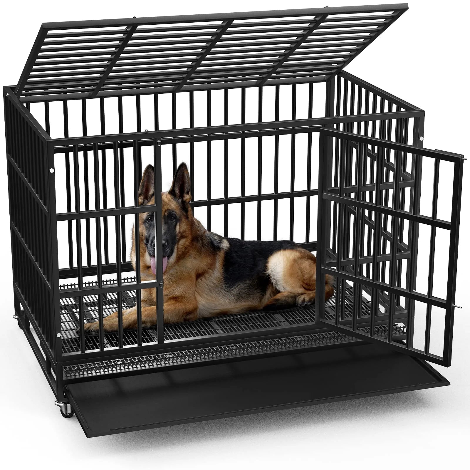 LEMBERI 48 inch Heavy Duty Indestructible Dog Crate