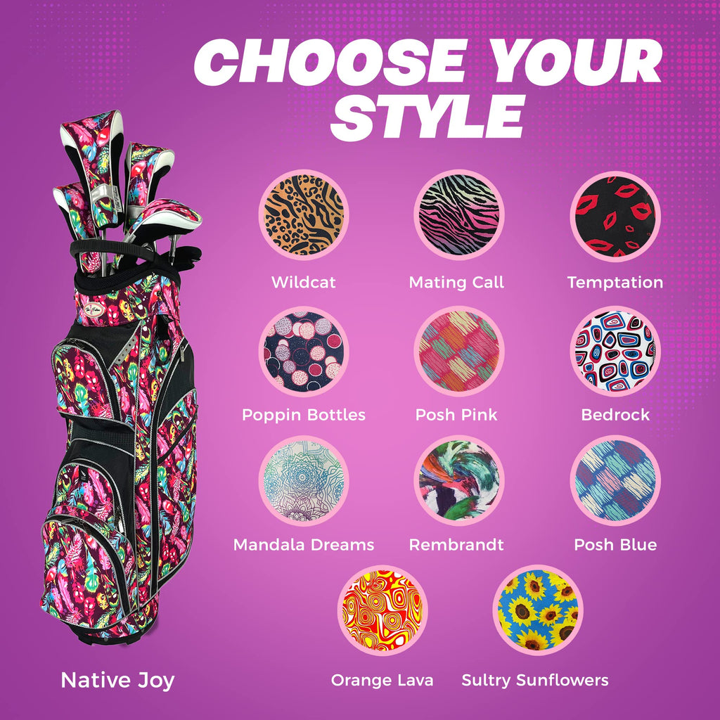 Womens Golf Bag - Taboo Fashions Lightweight Ladies Cart Bag, 14-Way, 7 Zippered Pockets, Rain Hood, Insulated Beverage Compartment