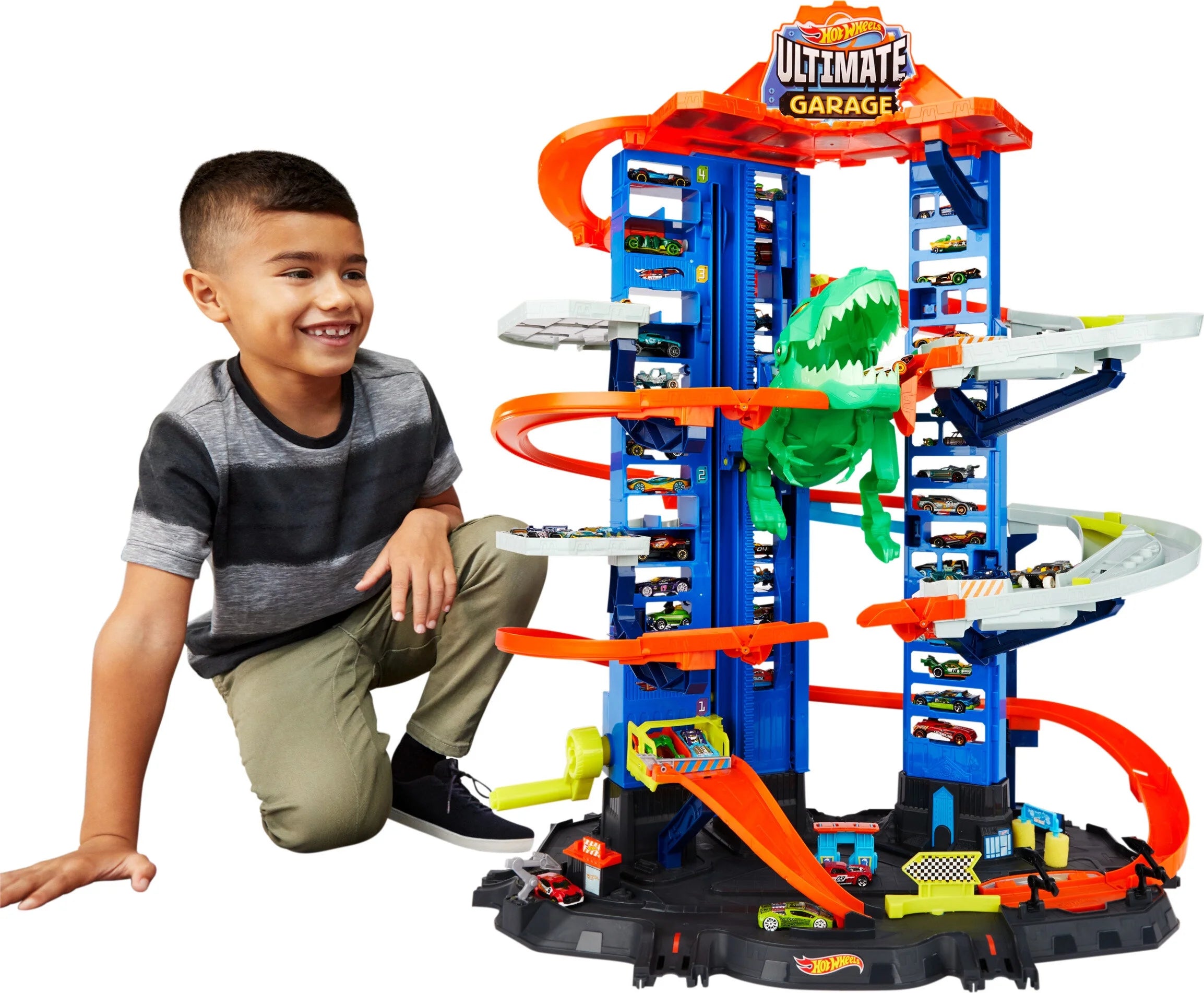 Hot Wheels HW Ultimate Garage Playset with 2 Toy Cars, Stores 100+ 1:64 Scale Vehicles