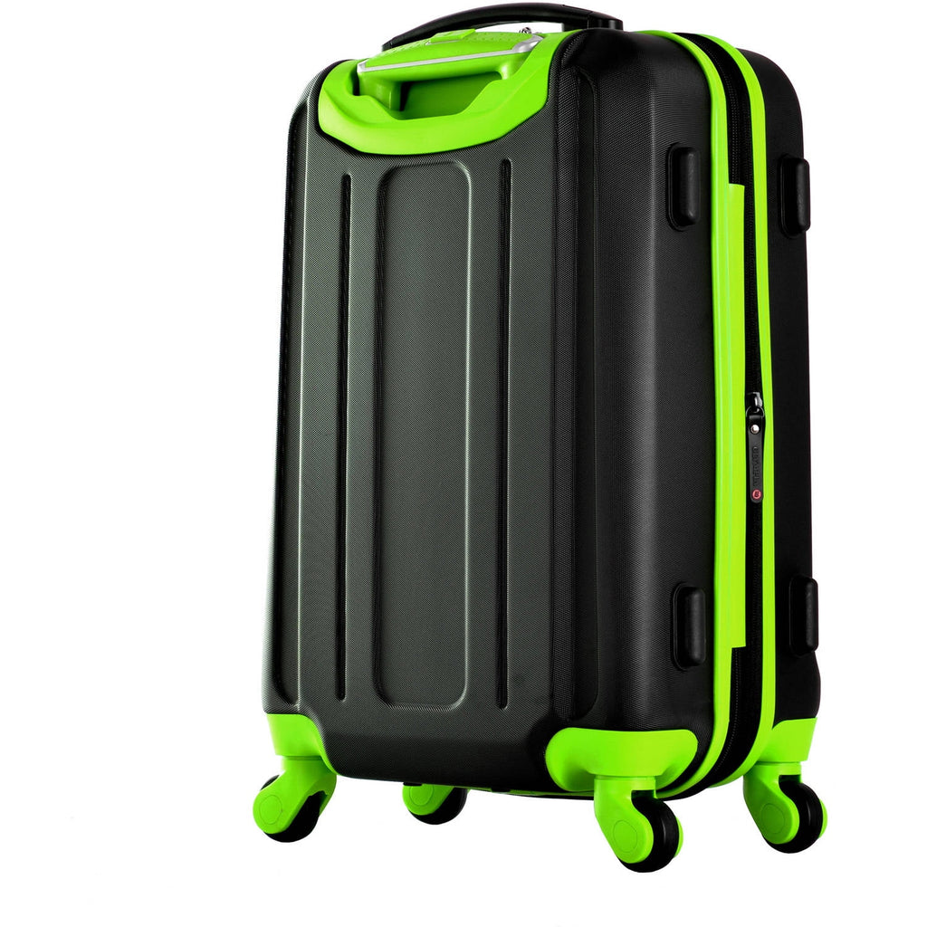 Olympia U.S.A. Apache 3-Piece Expandable Hardcase Luggage Set with Spinner Wheels, Black/Lime