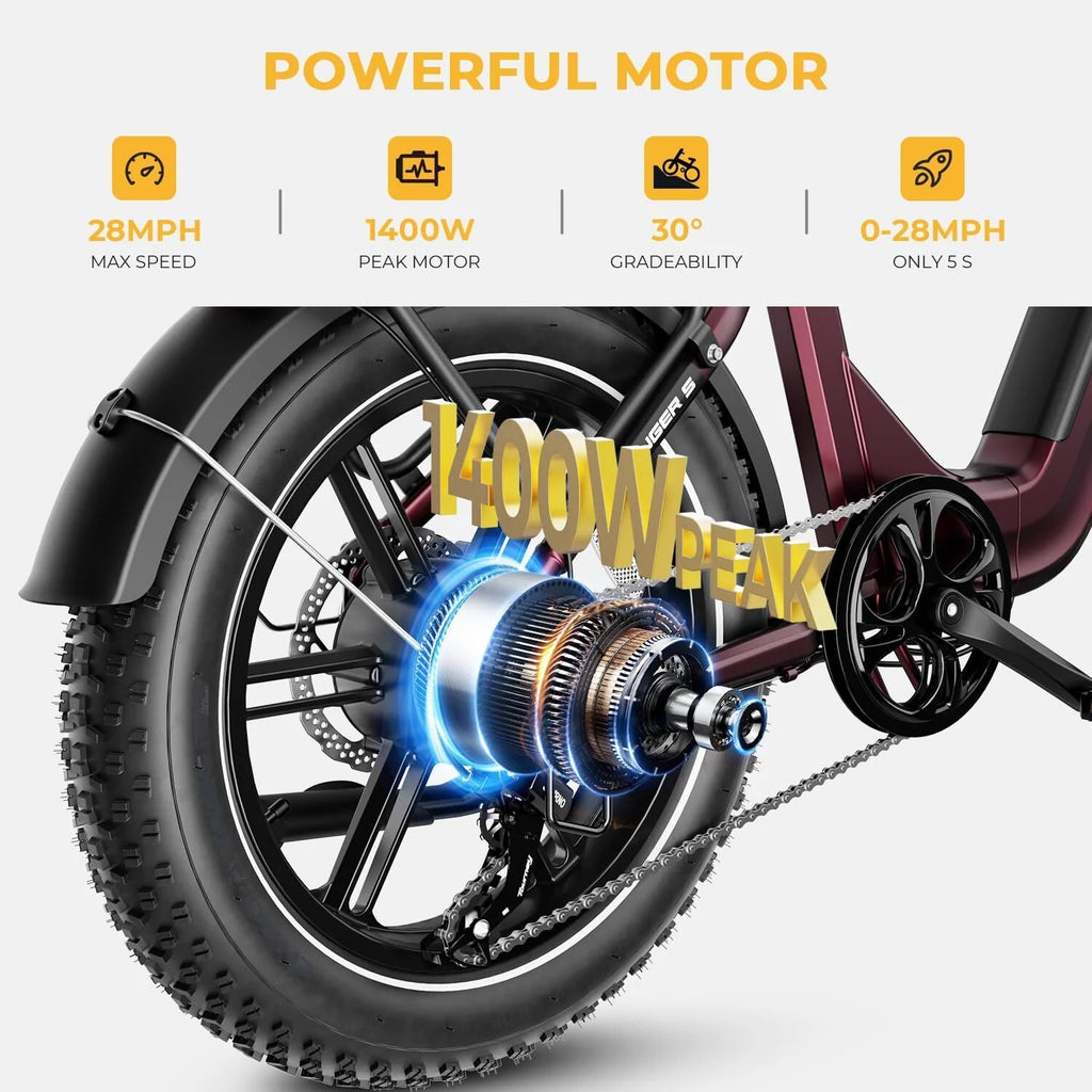 Heybike Ranger S Electric Bike for Adults, 750W Foldable Ebike with 48V 14.4AH Removable Battery, 20" x 4.0 Fat Tire Step-thru Electric Bicycle, 7-Speed Hydraulic Fork