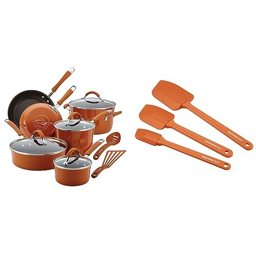 Rachael Ray Cucina Nonstick Cookware Pots and Pans Set, 12 Piece, Lemongrass Green