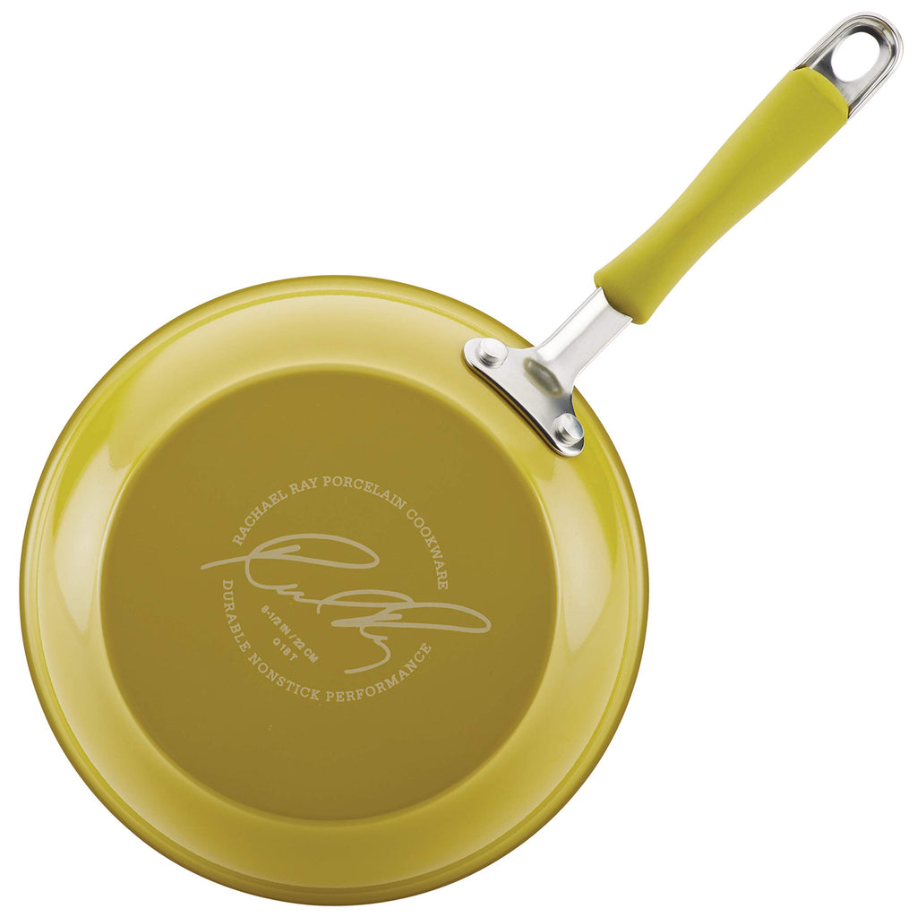 Rachael Ray Cucina Nonstick Cookware Pots and Pans Set, 12 Piece, Lemongrass Green