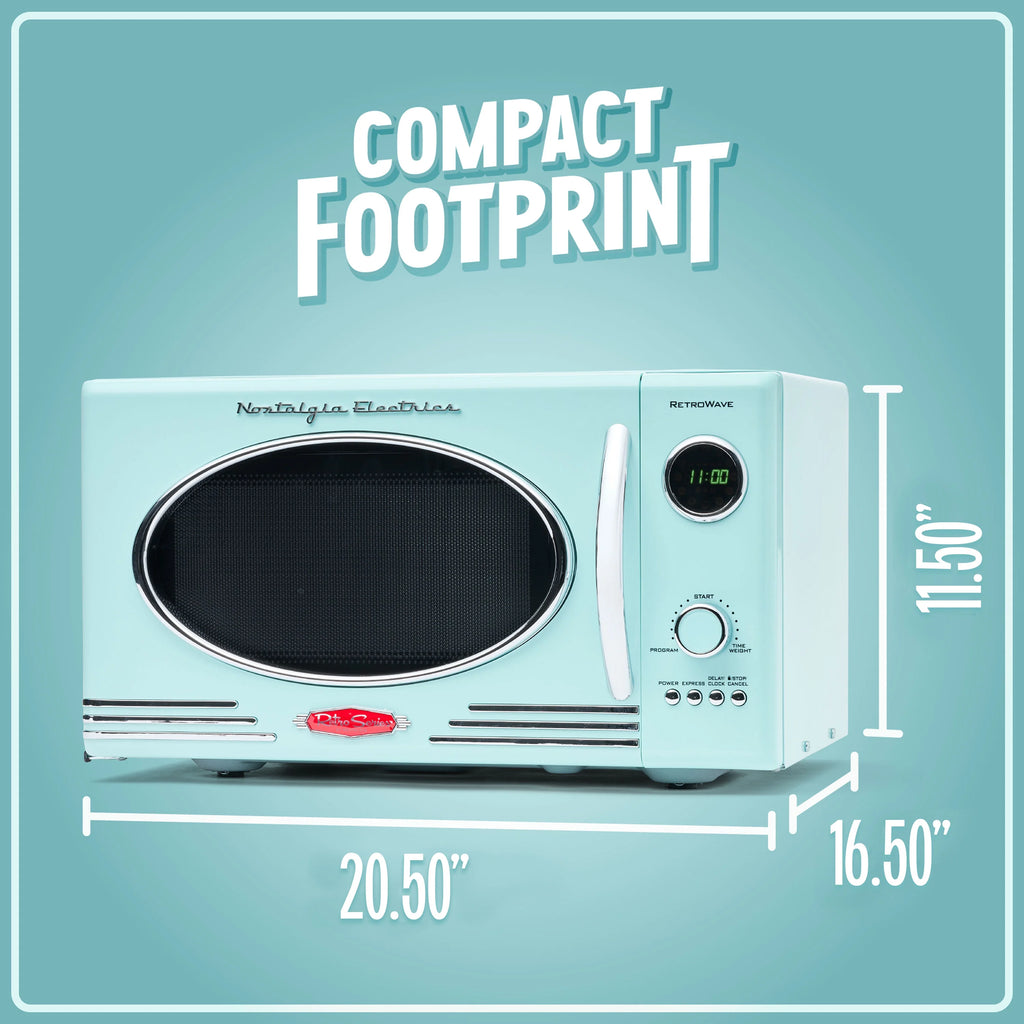 Nostalgia Retro Microwave for Countertop 0.9 cu ft Vintage Microwave, Aqua