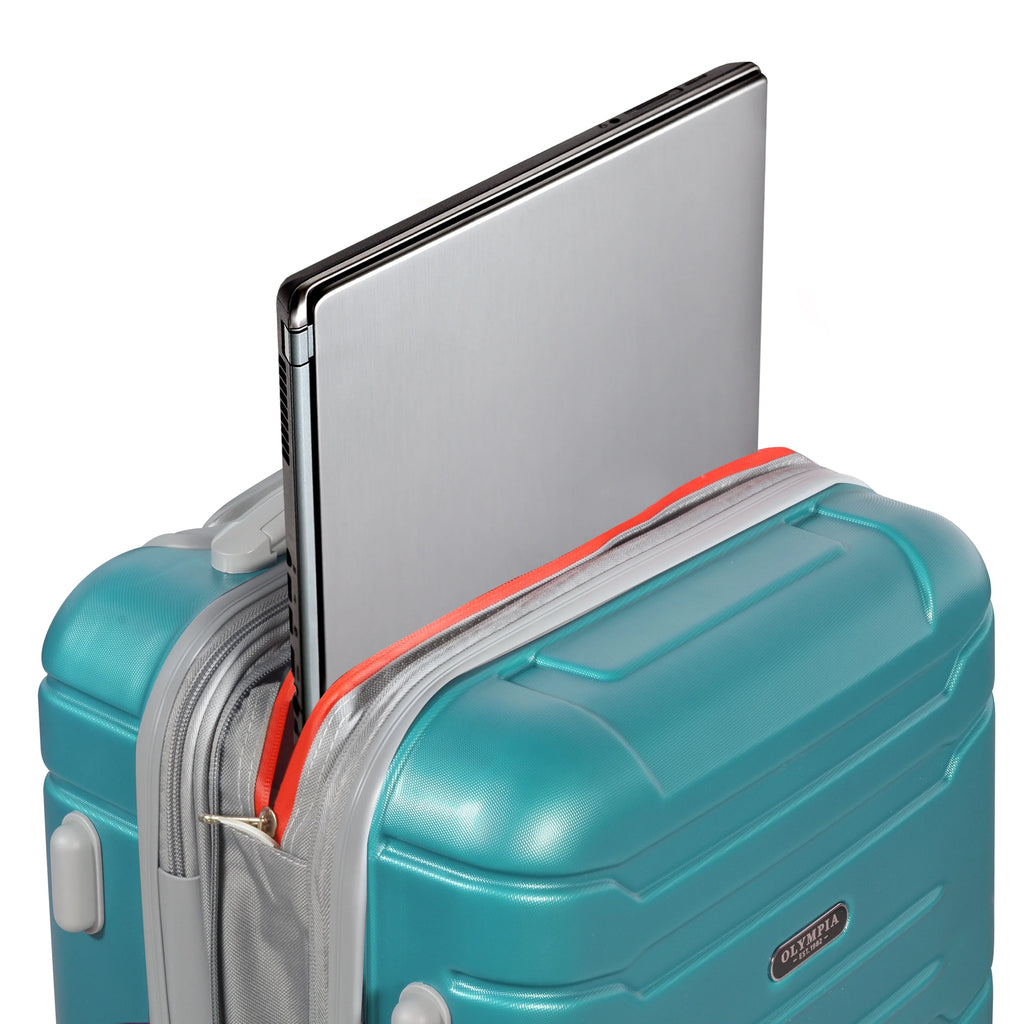 Olympia U.S.A. Denmark 3-Piece Expandable Hardcase Luggage Set with Spinner Wheels, Teal