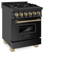 Zline Rabz-24 24" Wide 2.8 Cu. Ft. Free Standing Dual Fuel Range - Black Stainless Steel /