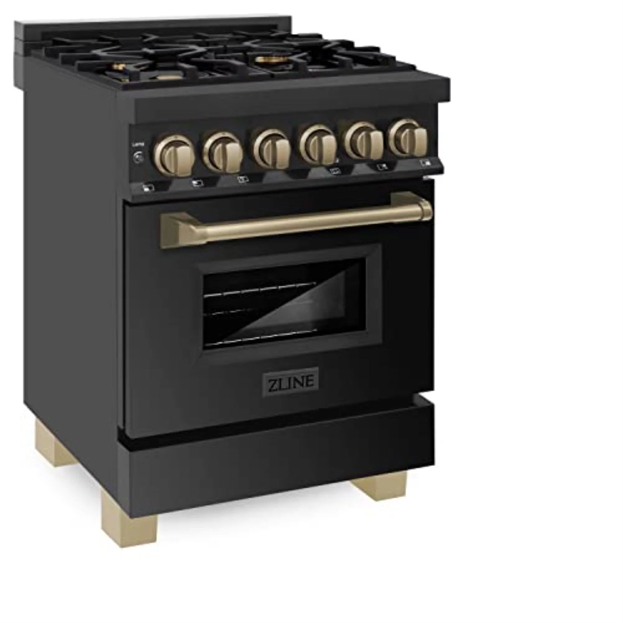 Zline Rabz-24 24" Wide 2.8 Cu. Ft. Free Standing Dual Fuel Range - Black Stainless Steel /