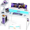 ODK Sleek Reversible Gaming Desk with LED Lights and Outlets