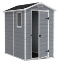 Keter Manor 4 ft. x 6 ft. Durable Resin Outdoor Storage Shed With Heavy Duty Floor and Locking Door, Gray and White