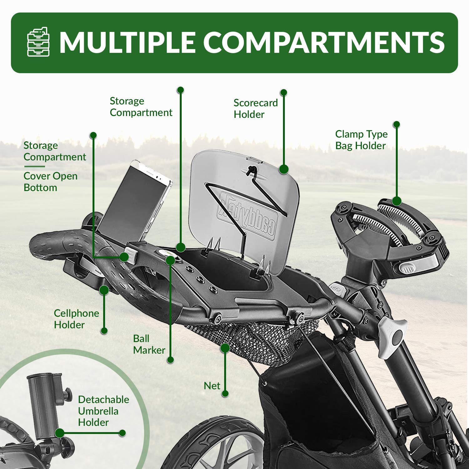 CaddyTek Wheel Golf Push Cart