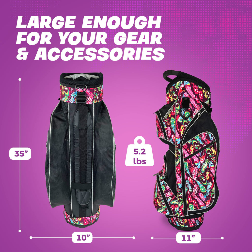 Womens Golf Bag - Taboo Fashions Lightweight Ladies Cart Bag, 14-Way, 7 Zippered Pockets, Rain Hood, Insulated Beverage Compartment
