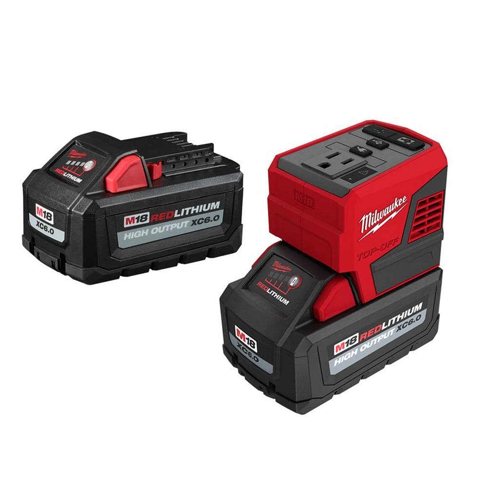 M18 18-Volt Lithium-Ion 175-Watt Powered Compact Inverter for M18 Batteries with (2) M18 HIGH OUTPUT 6.0 Ah Batteries 2846-20-48-11-1862
