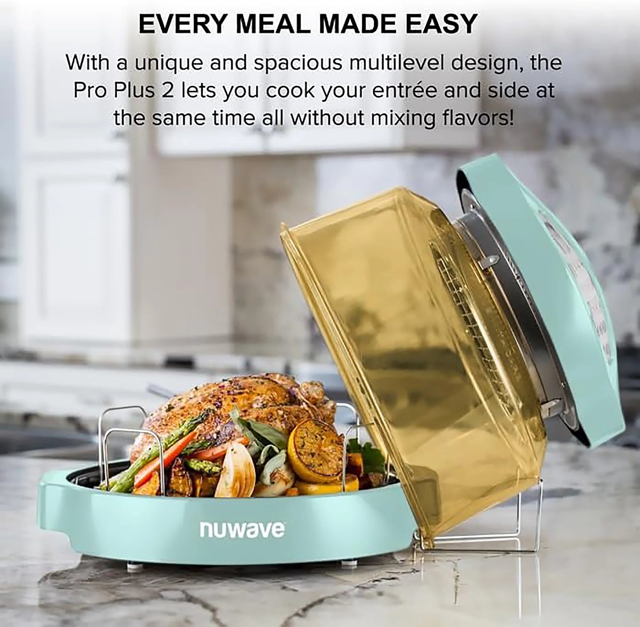 NuWave Pro Plus 2 Air Fryer, Infra-Red Oven Cook Healthy, 360 Surround Cooking, Adjustable Temps, 100 Presets & 50 Memory Air Fryer, Durable Power Dome, Mint Green