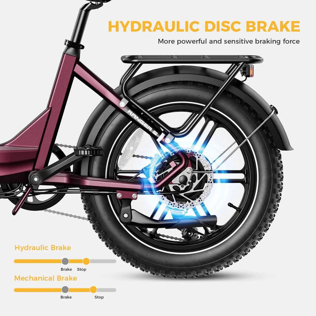 Heybike Ranger S Electric Bike for Adults, 750W Foldable Ebike with 48V 14.4AH Removable Battery, 20" x 4.0 Fat Tire Step-thru Electric Bicycle, 7-Speed Hydraulic Fork