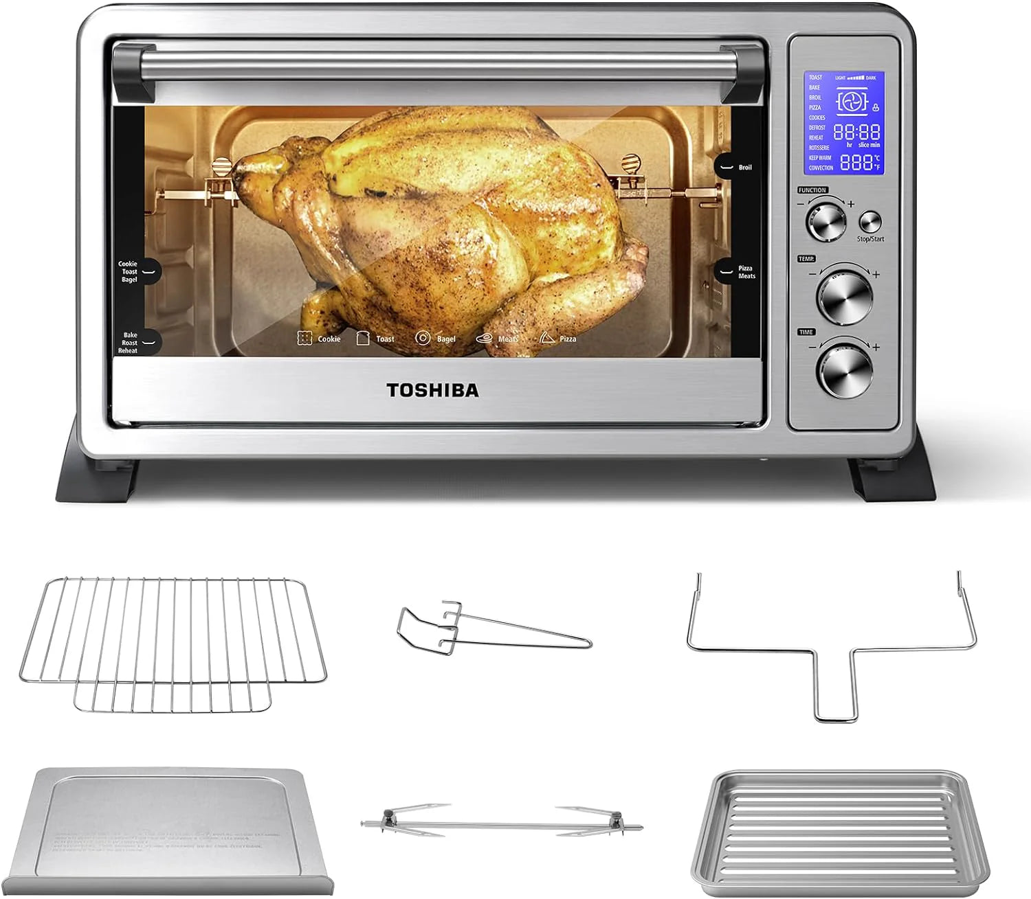TOSHIBA Versatile Large Stainless Steel 6 Slice Toaster Oven