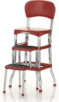 COSCO Vintage Red Sliding Counter Chair Step Stool