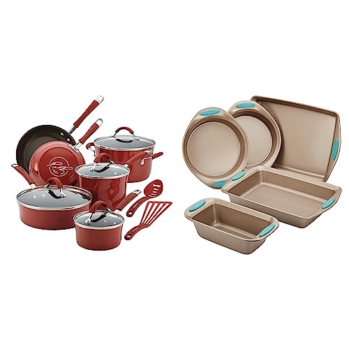 Rachael Ray Cucina Nonstick Cookware Pots and Pans Set, 12 Piece, Lemongrass Green