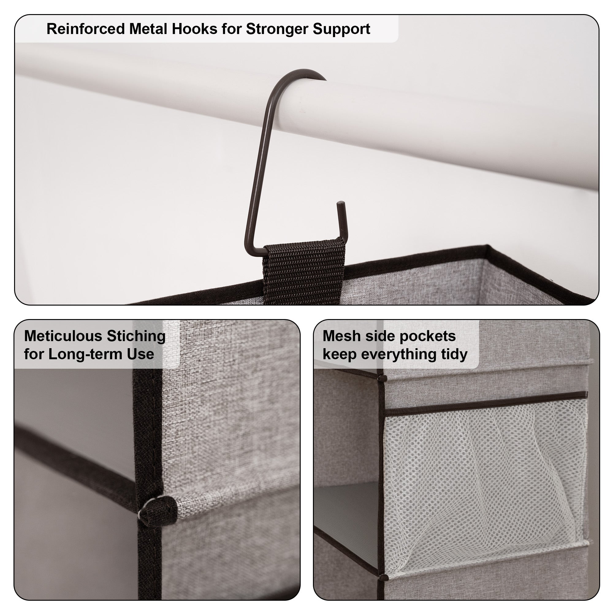Hanging Closet Organizer, 3-Shelf Shelves with Top Shelf
