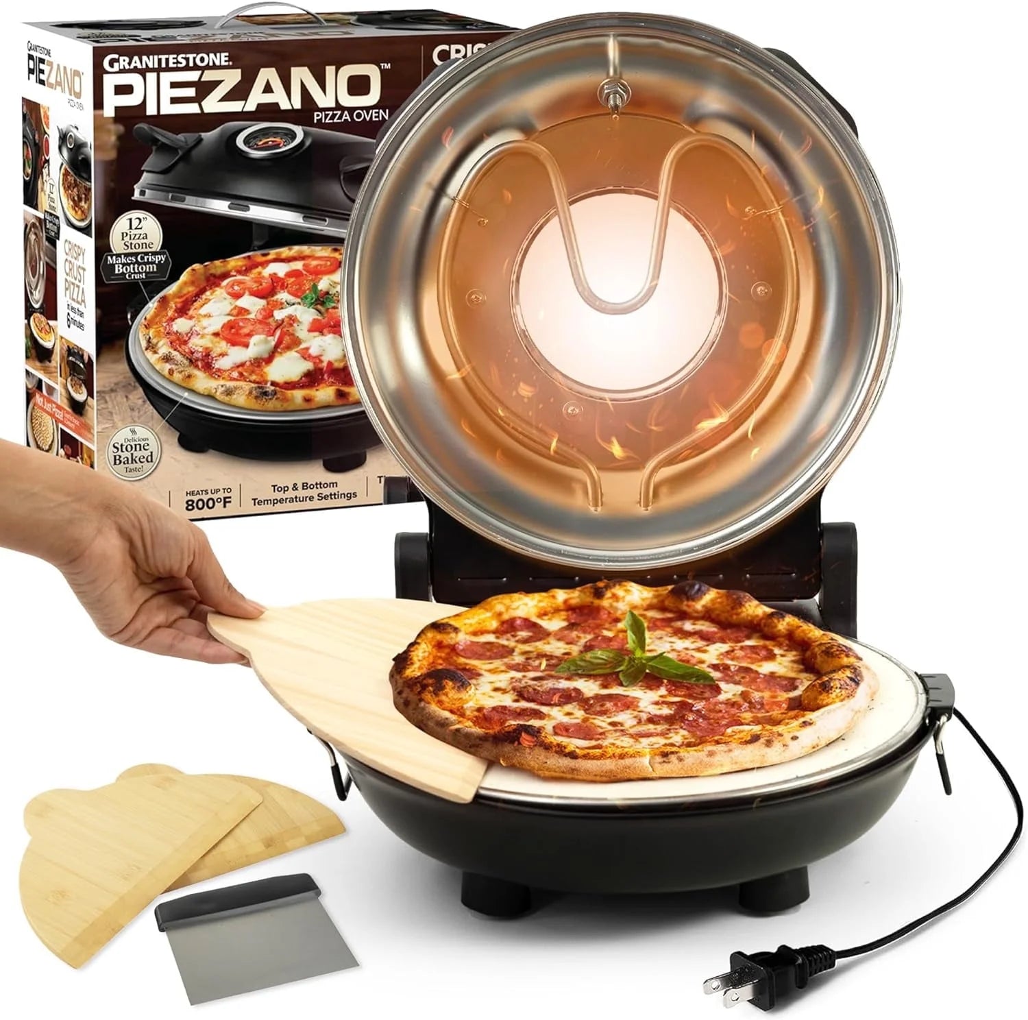 Granitestone Piezano Electric Countertop Pizza Stone Oven, 12"