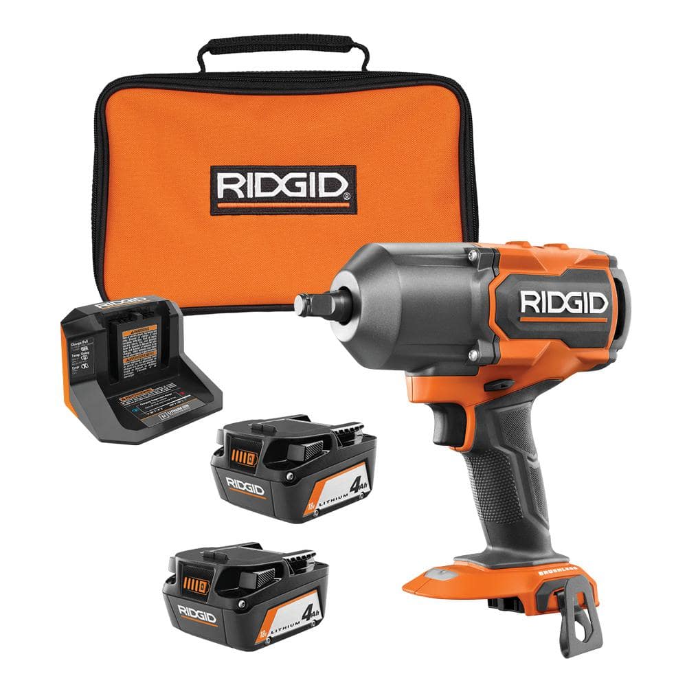 18V Brushless Cordless 4-Mode 1/2 in. High-Torque Impact Wrench with (2) 4.0 Ah Batteries, Charger, and Bag R86212B-AC93044SBN