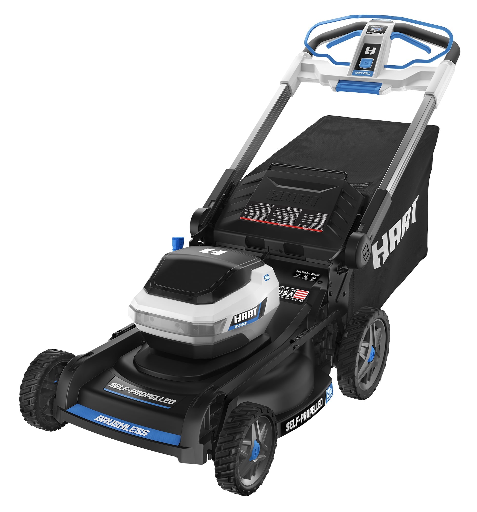 HART 40-Volt 21-Inch 3-IN-1 Self-Propelled Mower (2) 6.0 Ah Lithium-Ion Batteries