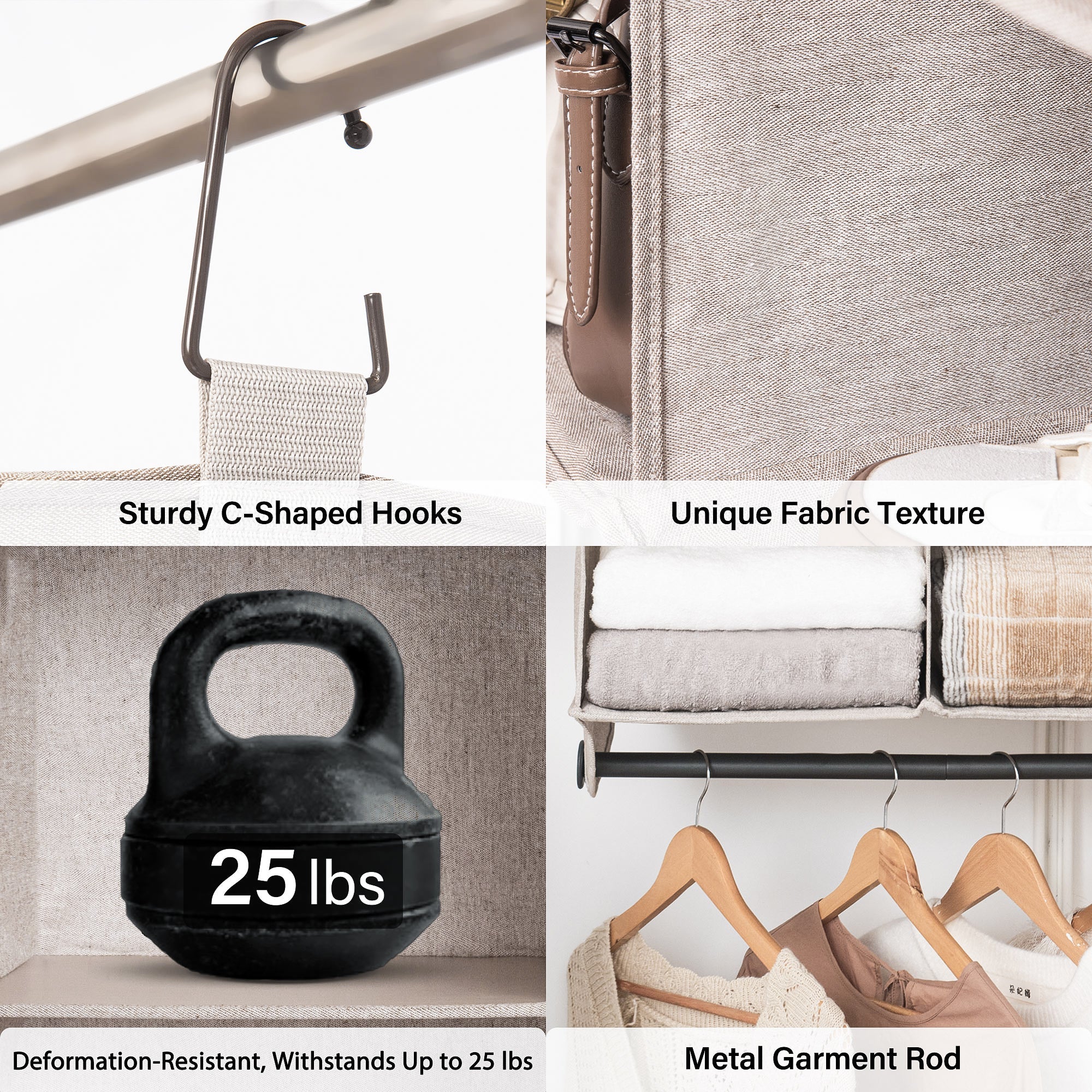 Hanging Closet Organizer with Garment Rod