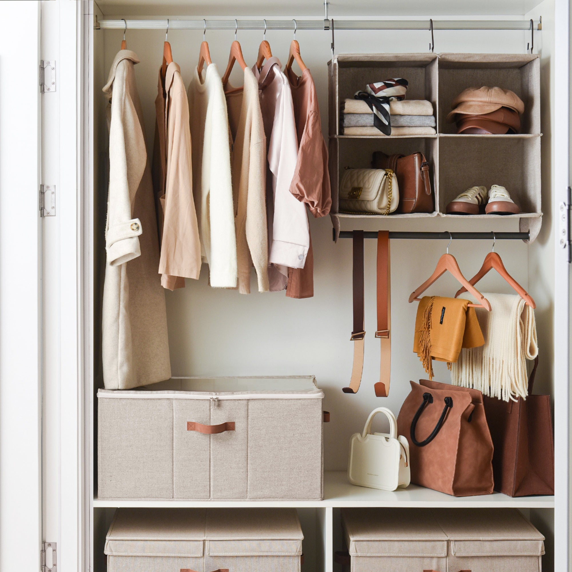 Hanging Closet Organizer with Garment Rod