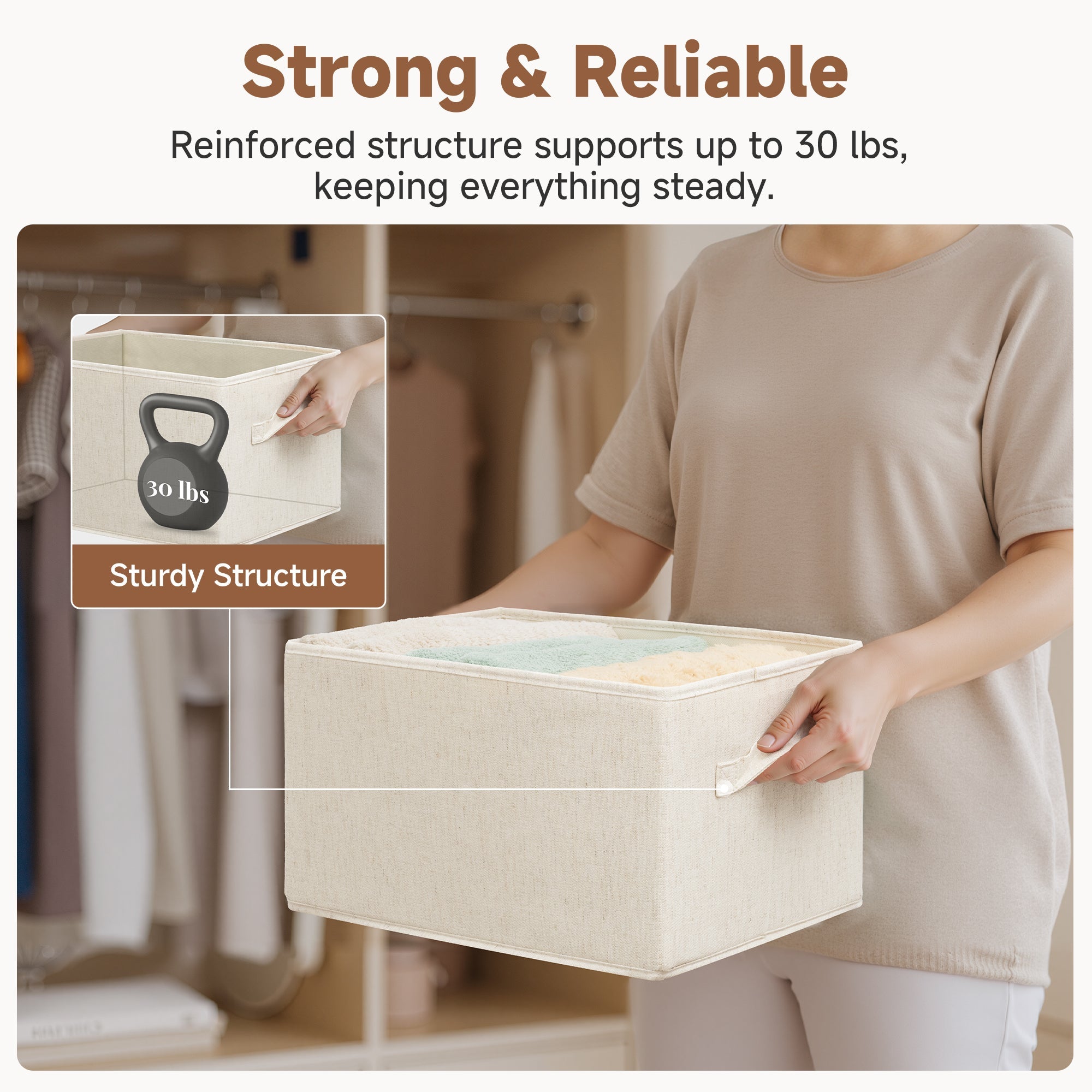 Fabric Storage Bins for Shelves 3 Pack for Closet and Home Organization