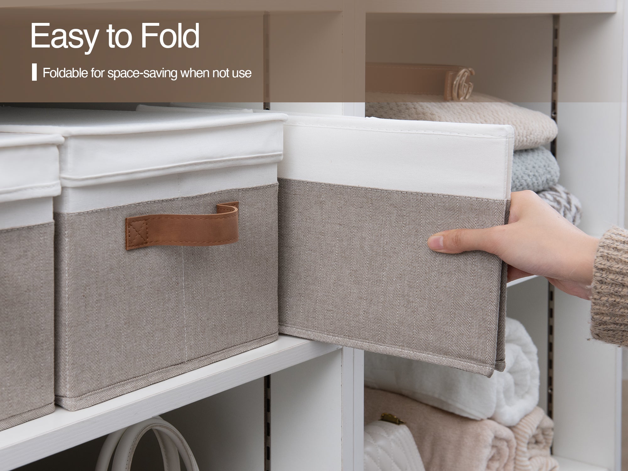 Lidded Large Storage Bins, Two-Tone Design, 3 Pack