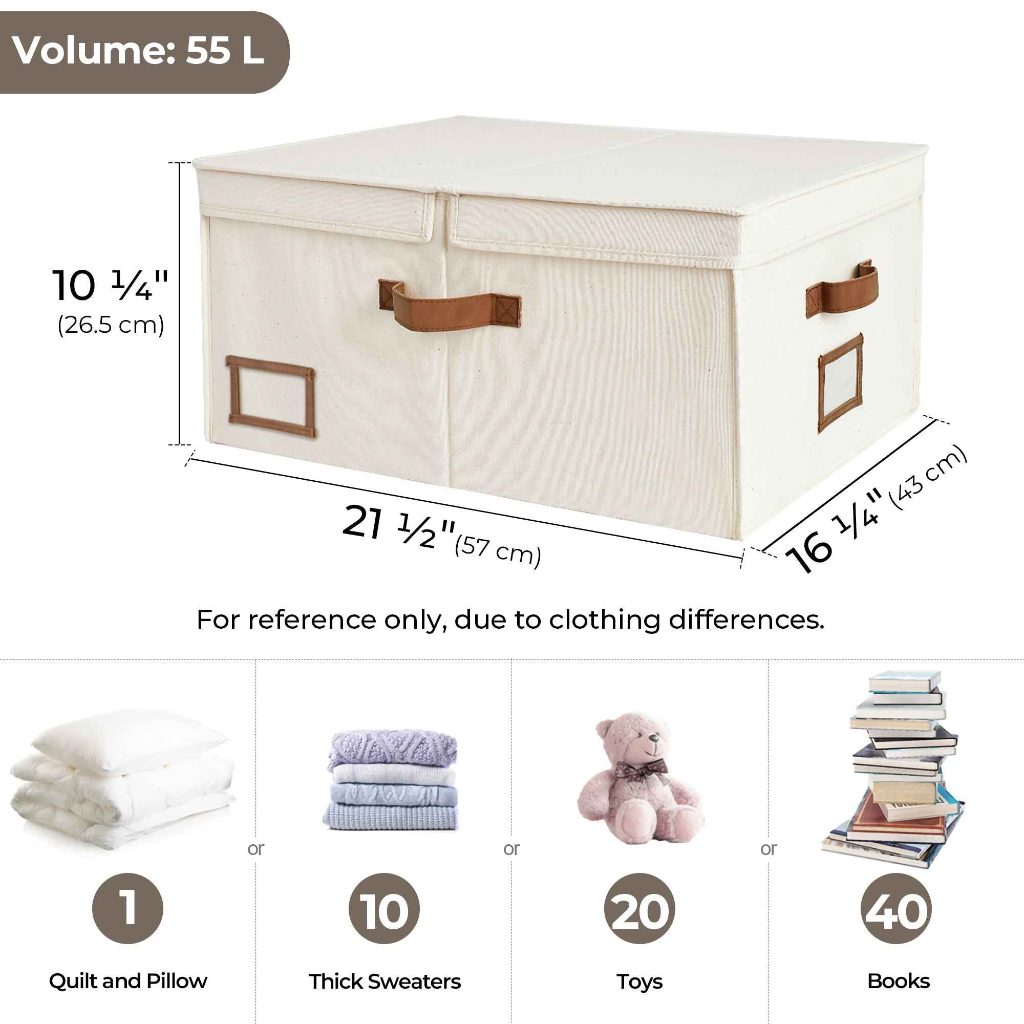 Extra Large Storage Bins with Lids, 55L Decorative Organizer