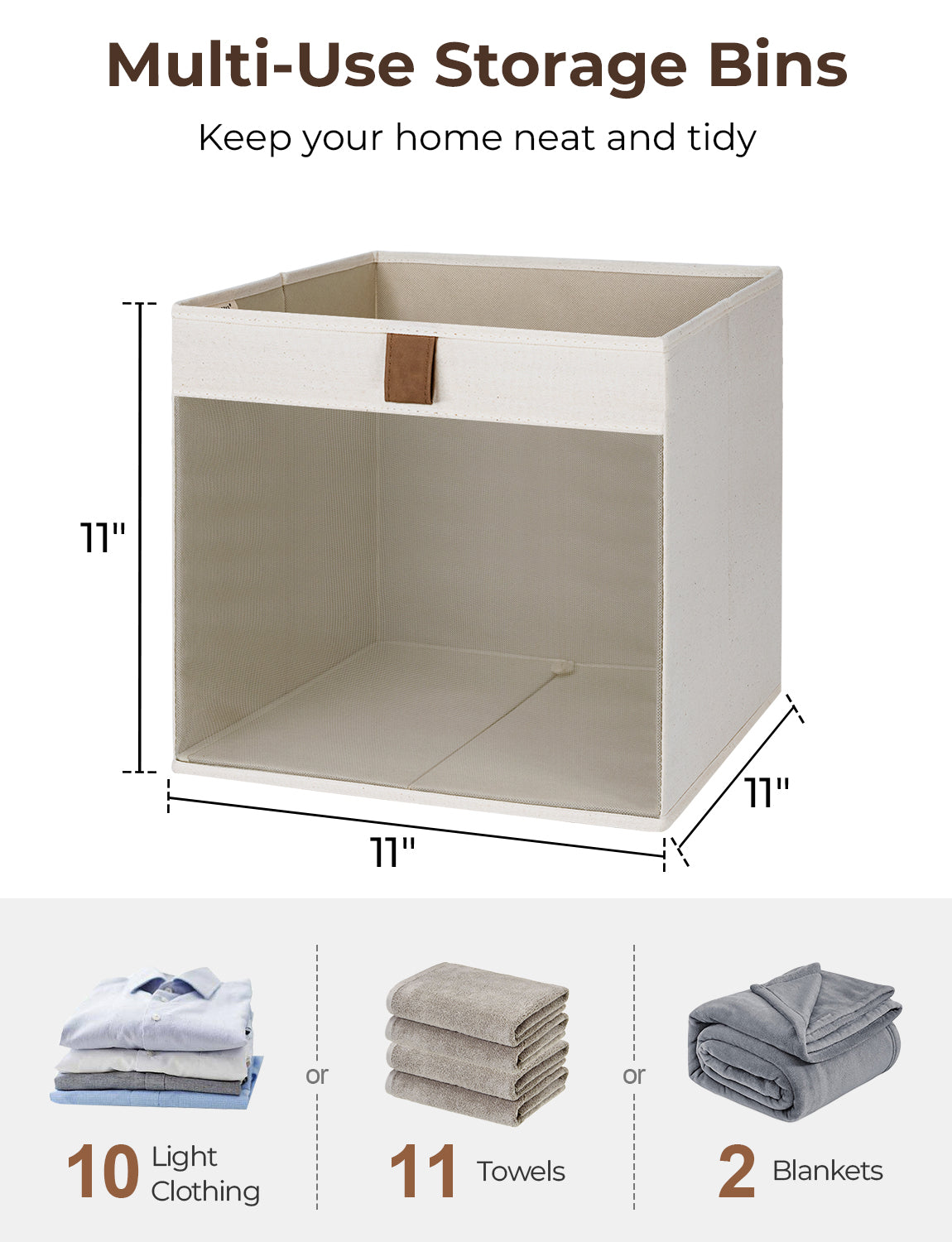 Closet Storage Cube with Clear Window and Handles, 3 Pack